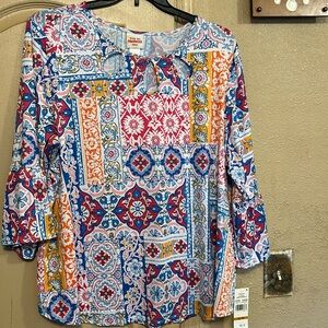 Ruby Rd. Multicolor Patchwork Blouse